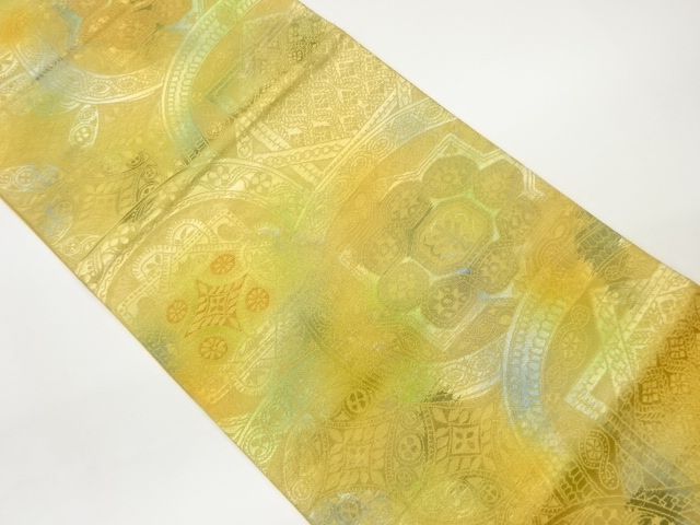 抽象華紋に七宝模様織出し袋帯